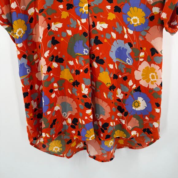 CABI Blouse Size Small 5892 Replay Floral Short Sleeve V-Neck Tunic Office Work - Picture 13 of 16
